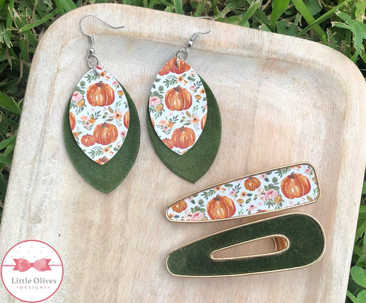 FALL FLORAL PUMPKINS EARRINGS & CLIPS