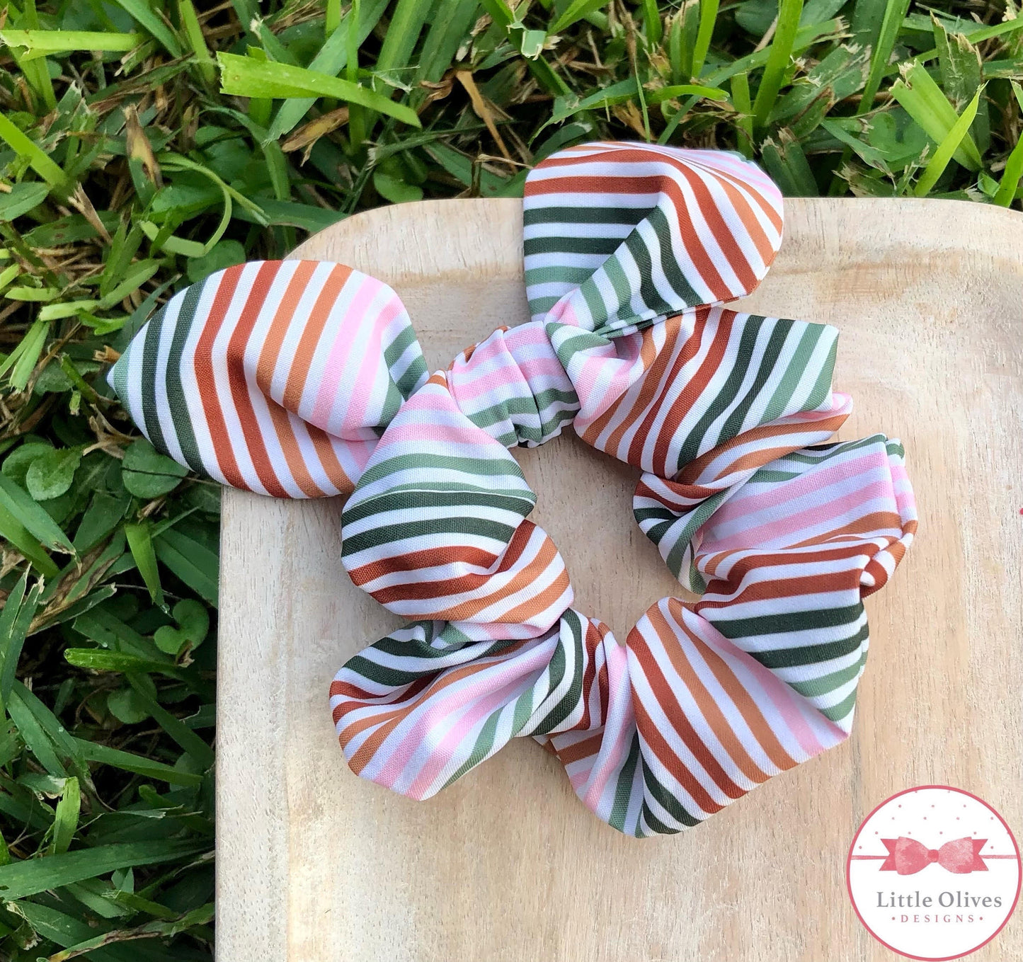 FALL STRIPES BOW SCRUNCHIE