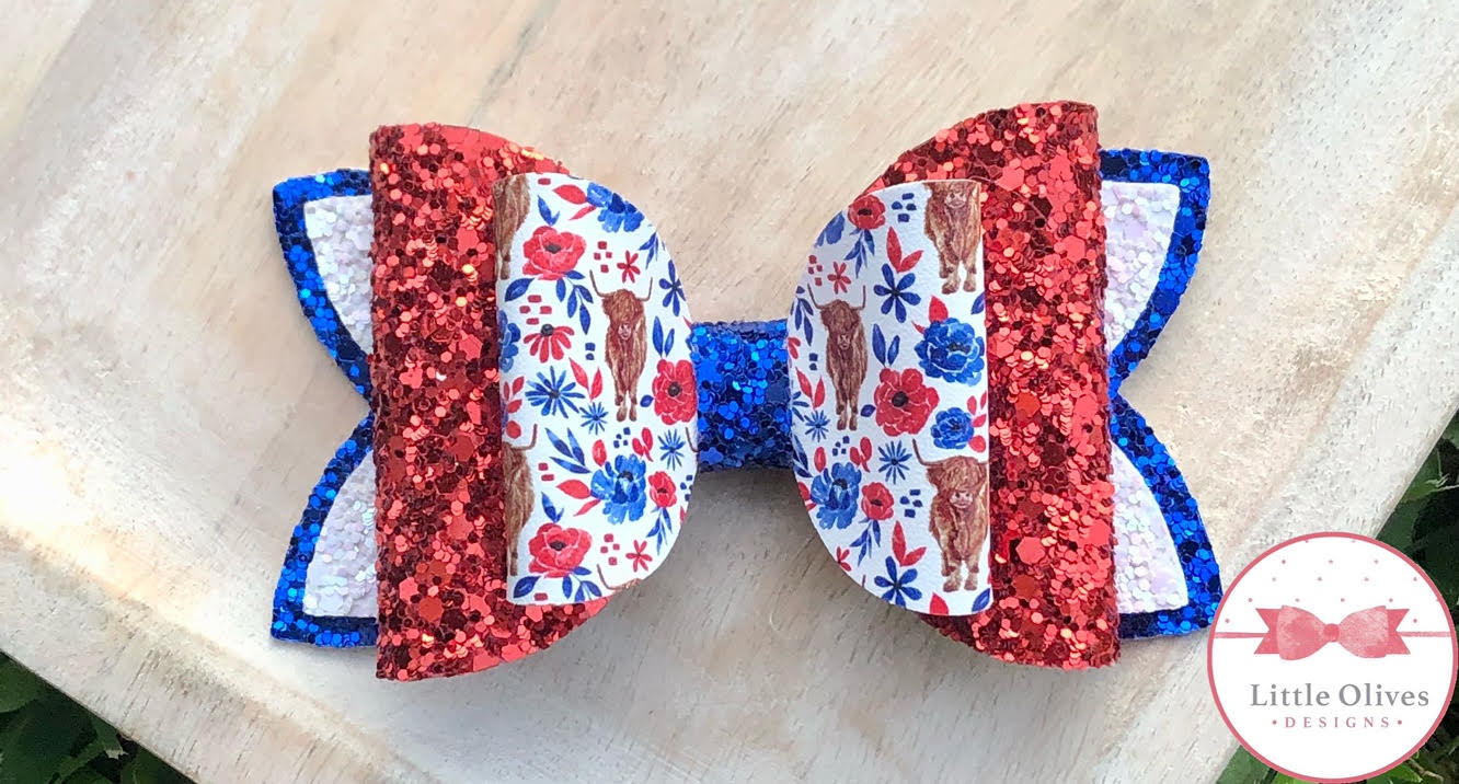 FLORAL USA HIGHLAND COW BOW