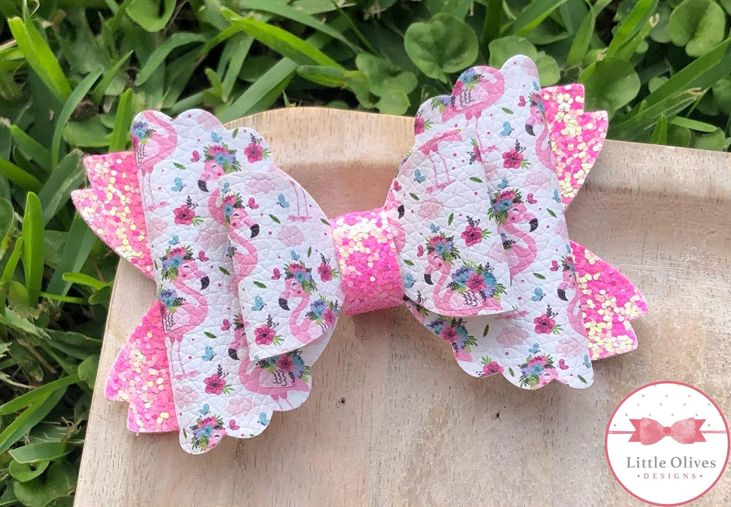 FLORAL FLAMINGO BOW