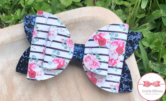 FLORAL STRIPE BOW