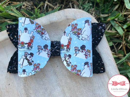 WHITE SNOWMAN BOW