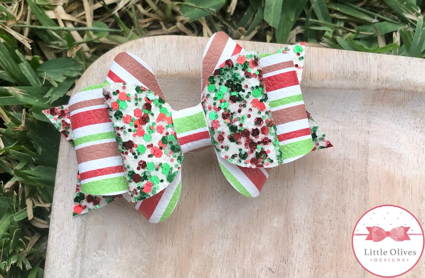 GINGERBREAD STRIPES BOW