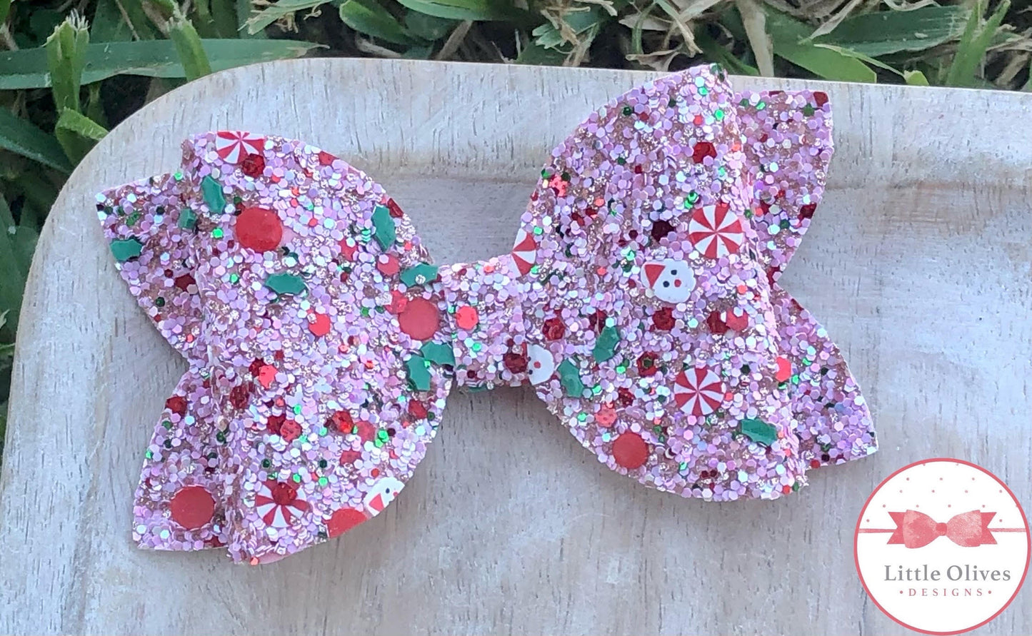 PINK CHRISTMAS GLITTER BOW