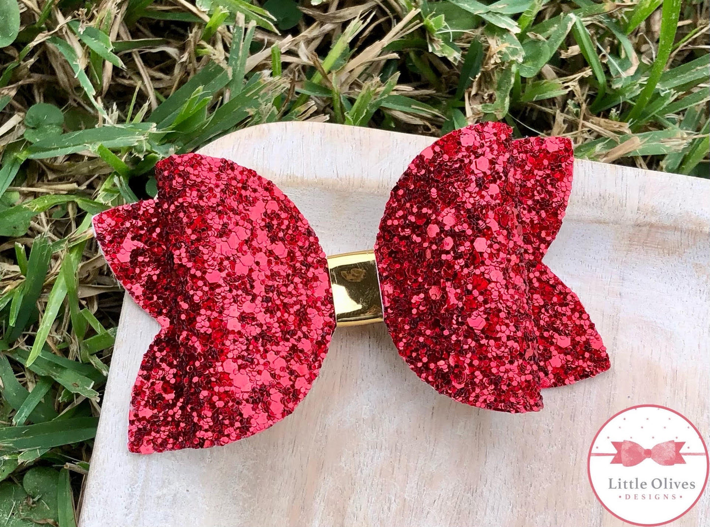 RED PRISM GLITTER BOW