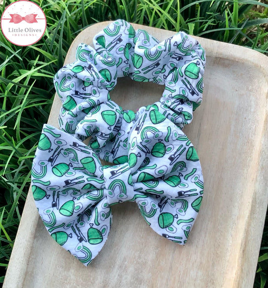 GREEN BREAKFAST SCRUNCHIE OR BOW