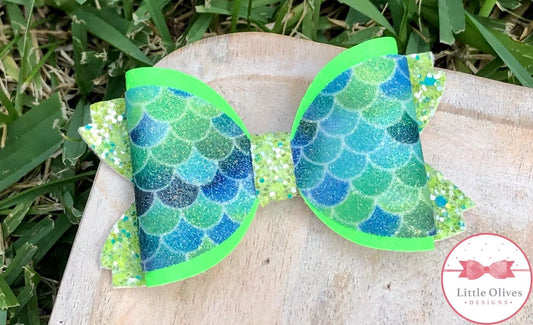 GREEN MERMAID SCALES BOW