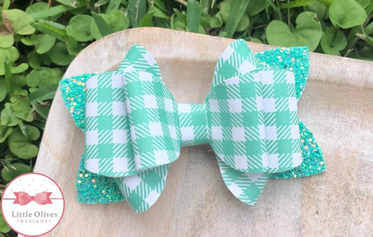 GREEN PLAID BOW