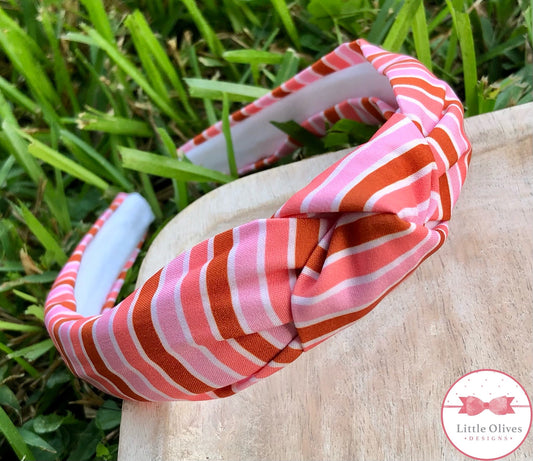 PUMPKIN STRIPE KNOTTED HEADBAND