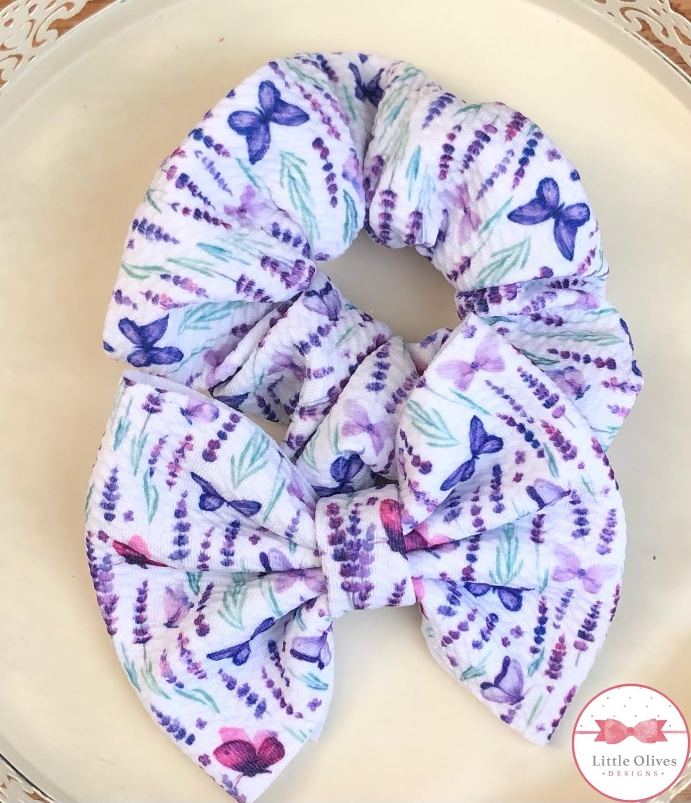 LAVENDER FIELD SCRUNCHIE OR BOW