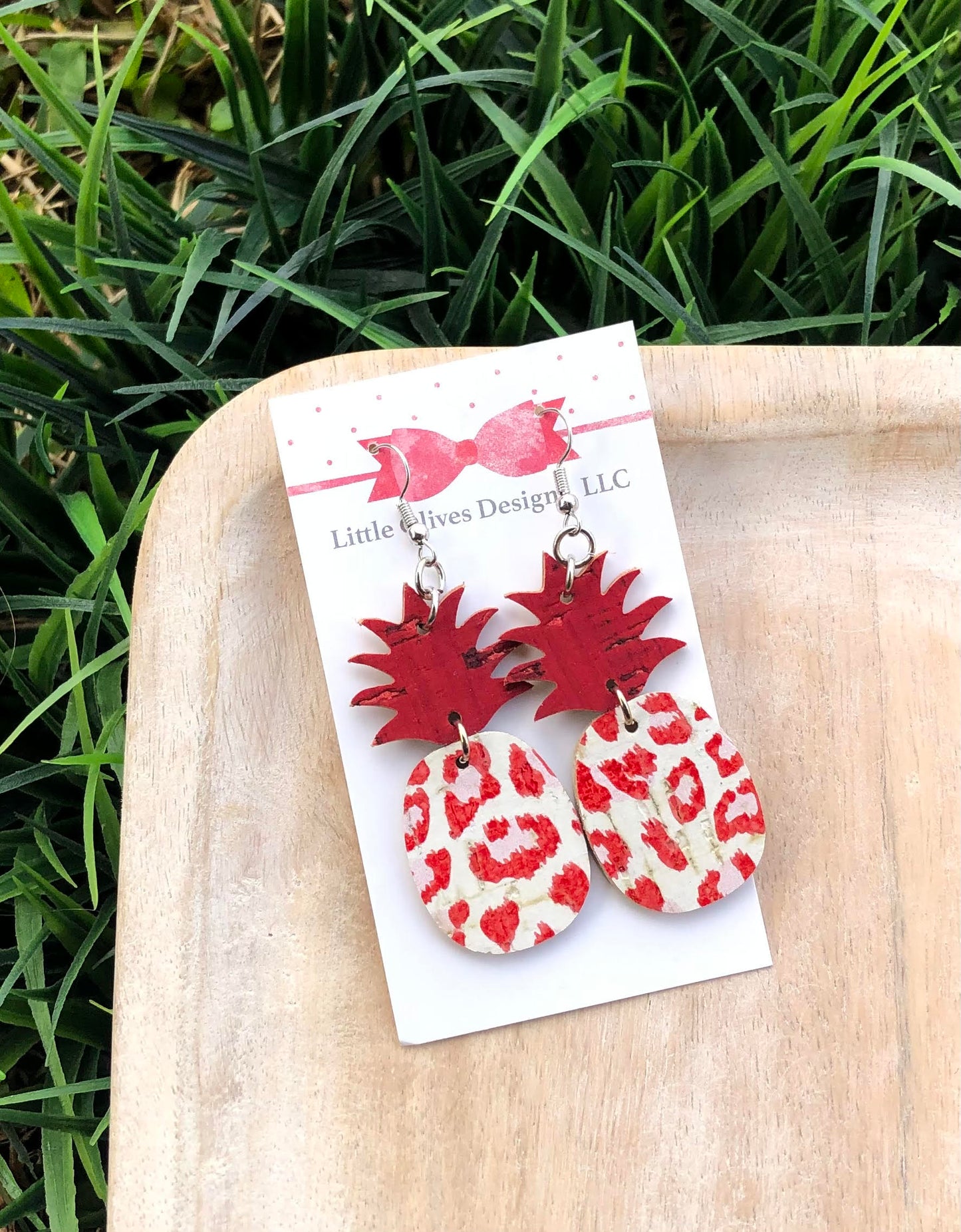 RED LEOPARD PINEAPPLE EARRINGS