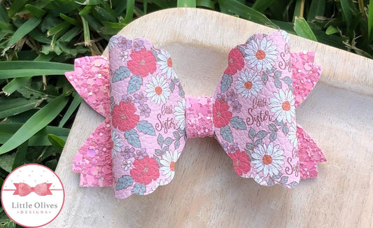 LITTLE SISTER BOW - PINK FLOWERS