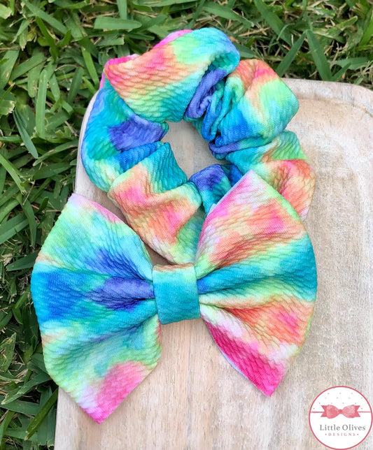 MELTED TIE DYE SCRUNCHIE OR BOW