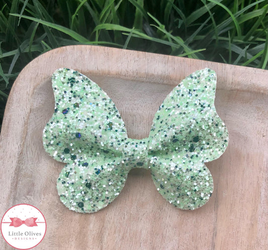 GREEN GLITTER BUTTERFLY BOW