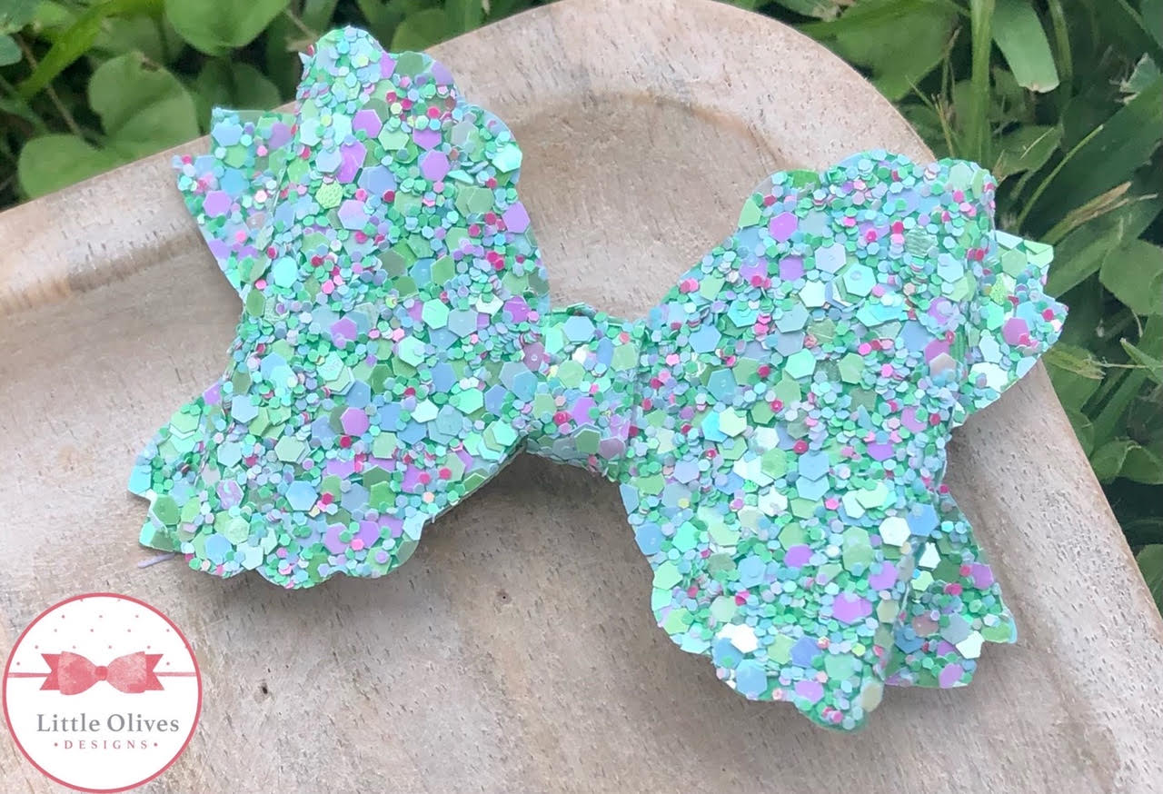 MINT GLITTER BOW