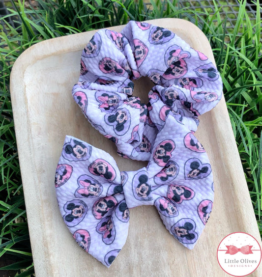 MOUSE HEARTS SCRUNCHIE OR BOW