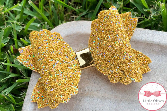 MUSTARD GLITTER BOW