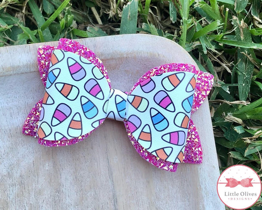 PASTEL CANDY CORN BOW