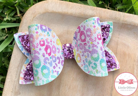 PASTEL LEOPARD BOW