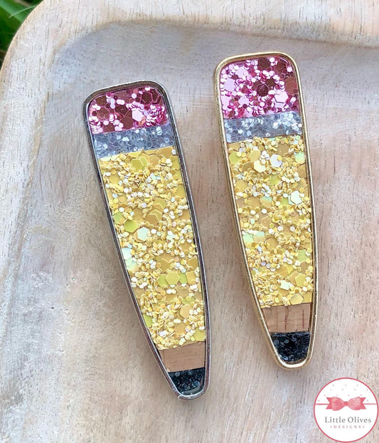 PENCIL METAL CLIPS - YELLOW