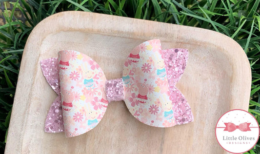 PINK PIG TUTU BOW