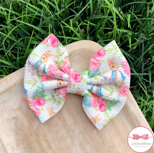 PETER THE BUNNY FABRIC BOW