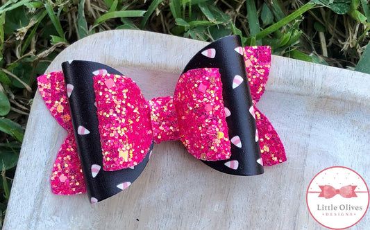 PINK CANDY CORN BOW