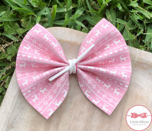 PINK SWEATER PINCH BOW