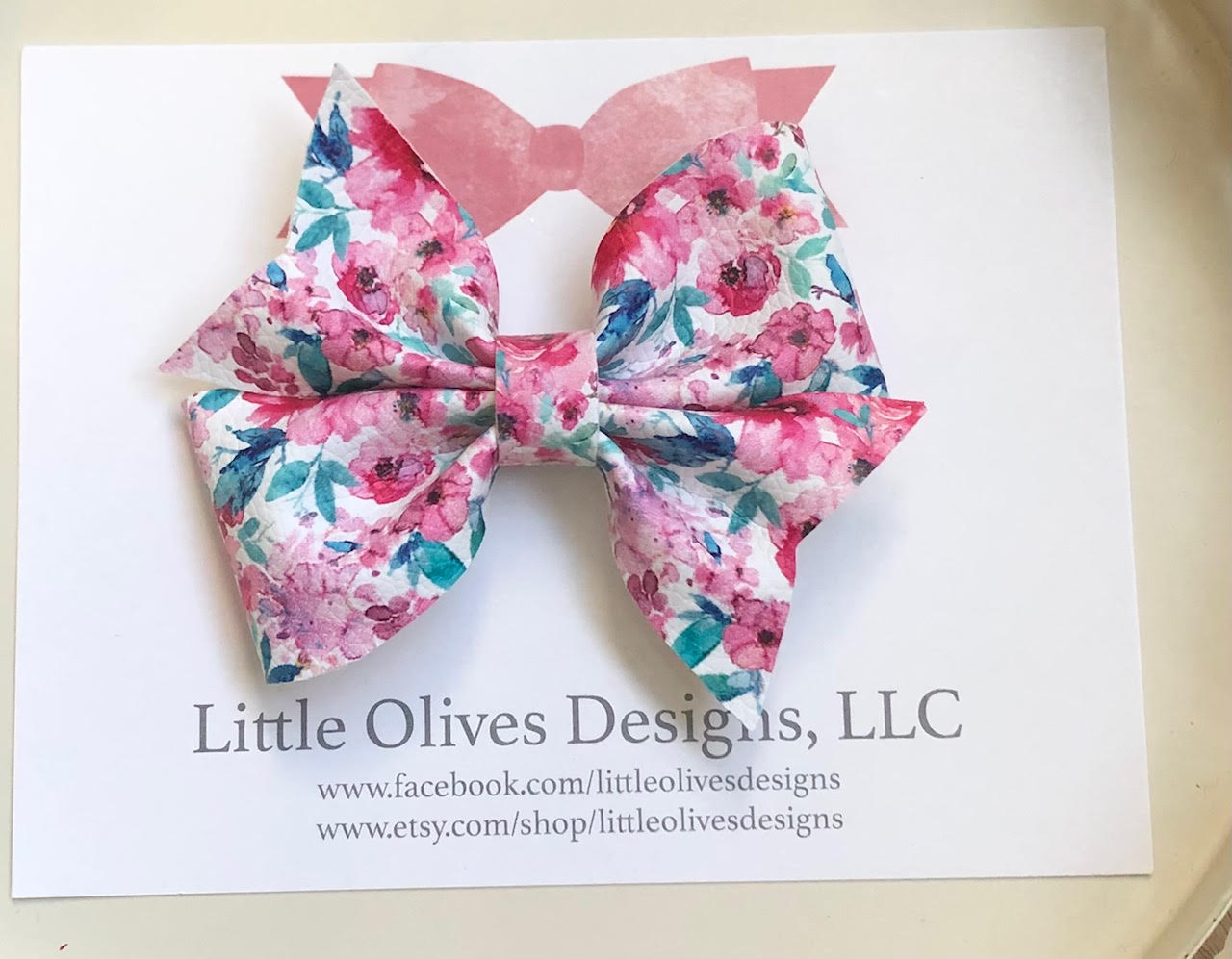 PINK FLORAL LARKIN BOW