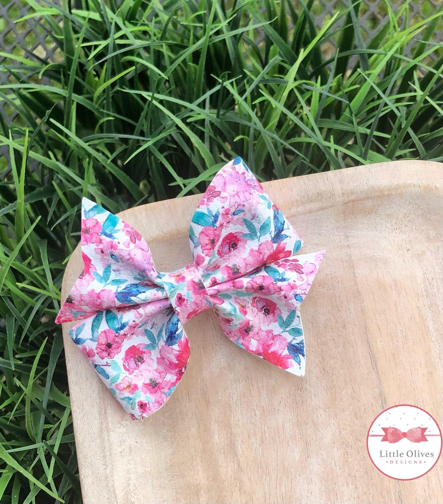 PINK FLORAL LARKIN BOW