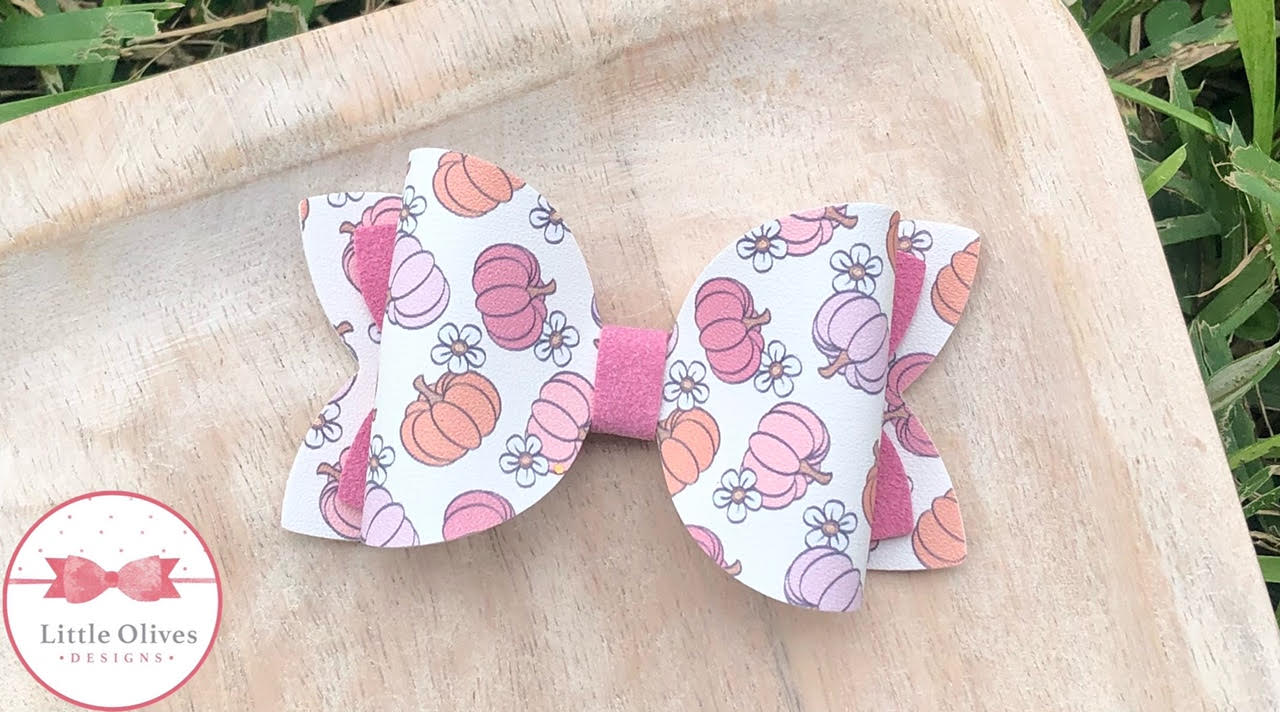 PINK FLORAL PUMPKINS BOW 1