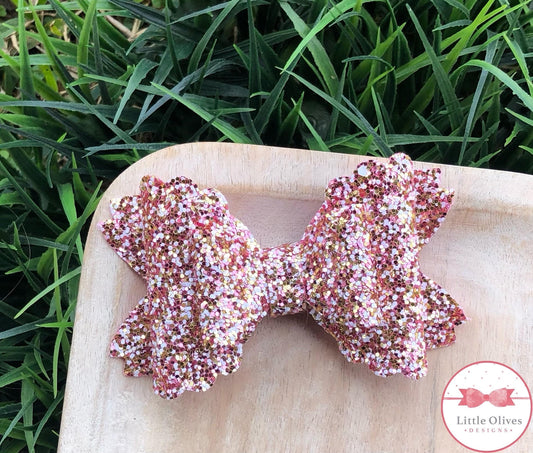 PINK GOLD GLITTER BOW