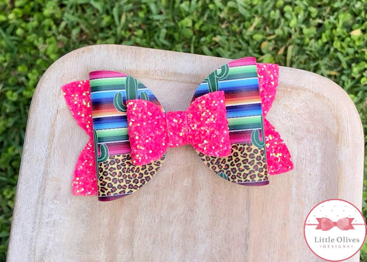 PINK LEOPARD CACTUS BOW