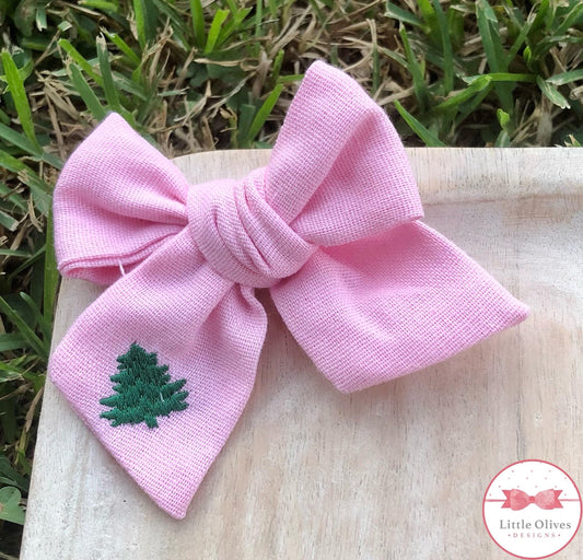 PINK LINEN TREE BOW