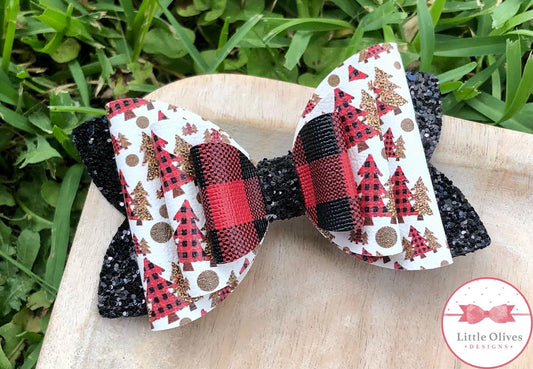 BUFFALO PLAID TREE BOW