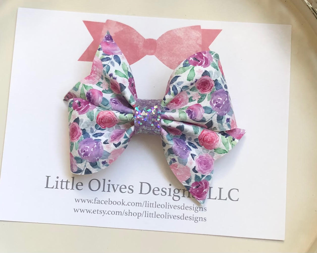 PURPLE FLORAL LARKIN BOW