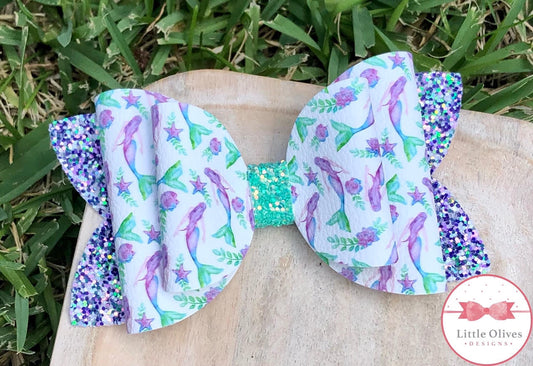 PURPLE MERMAID LARGE BOW