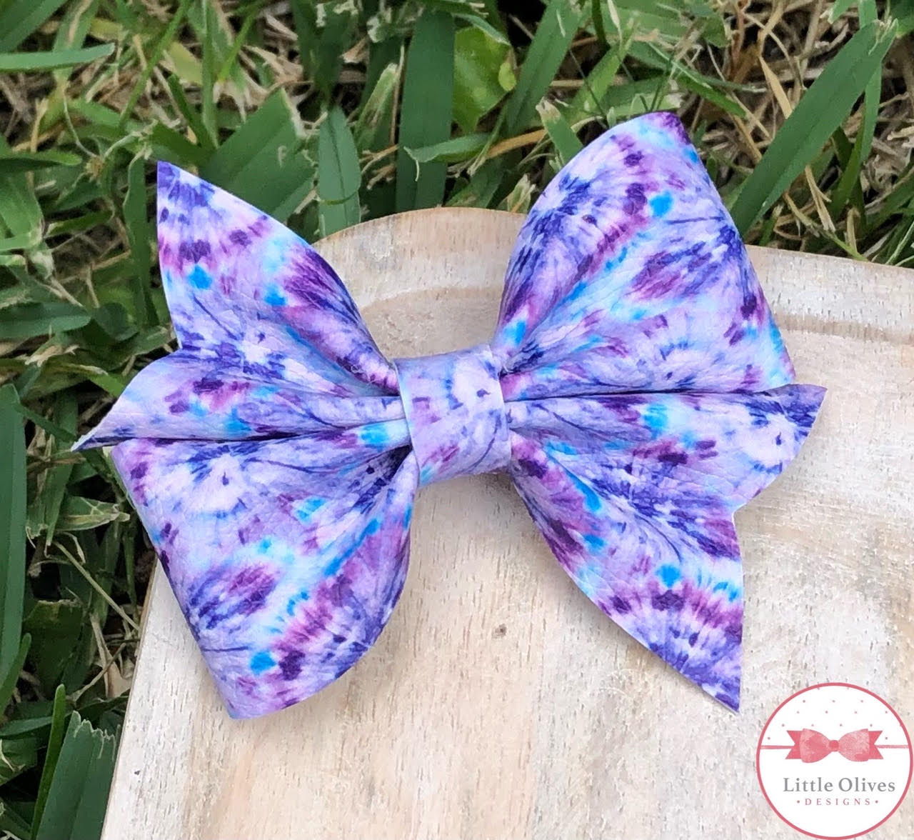 PURPLE TIE DYE LARKIN BOW