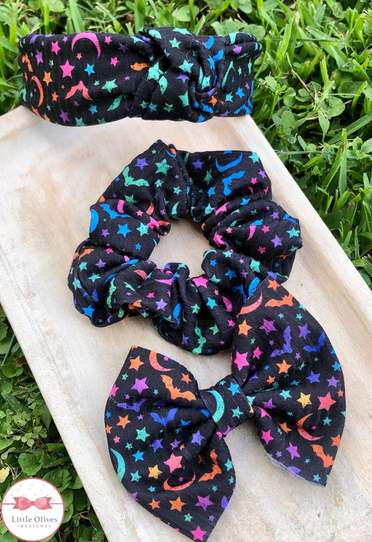 COLORFUL BATS SCRUNCHIE OR BOW