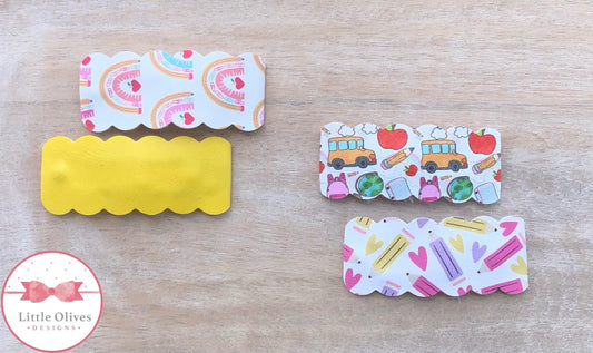 SCHOOL RAINBOW SCALLOPED SNAP CLIP SET