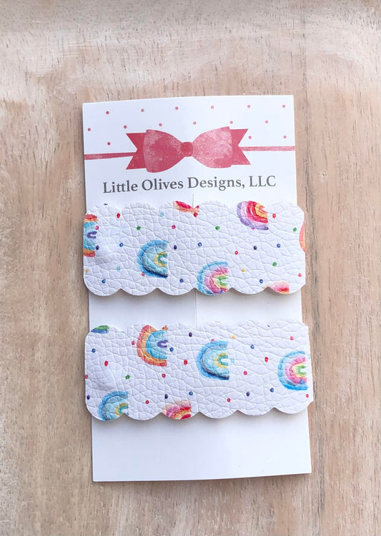 RAINBOWS SMALL SCALLOPED SNAP CLIP SET