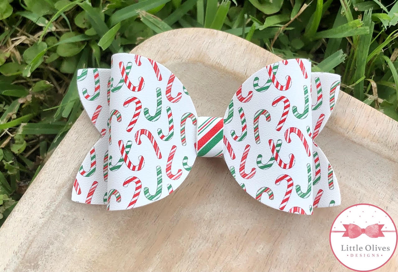 RED AND GREEN CANDY CANE BOW