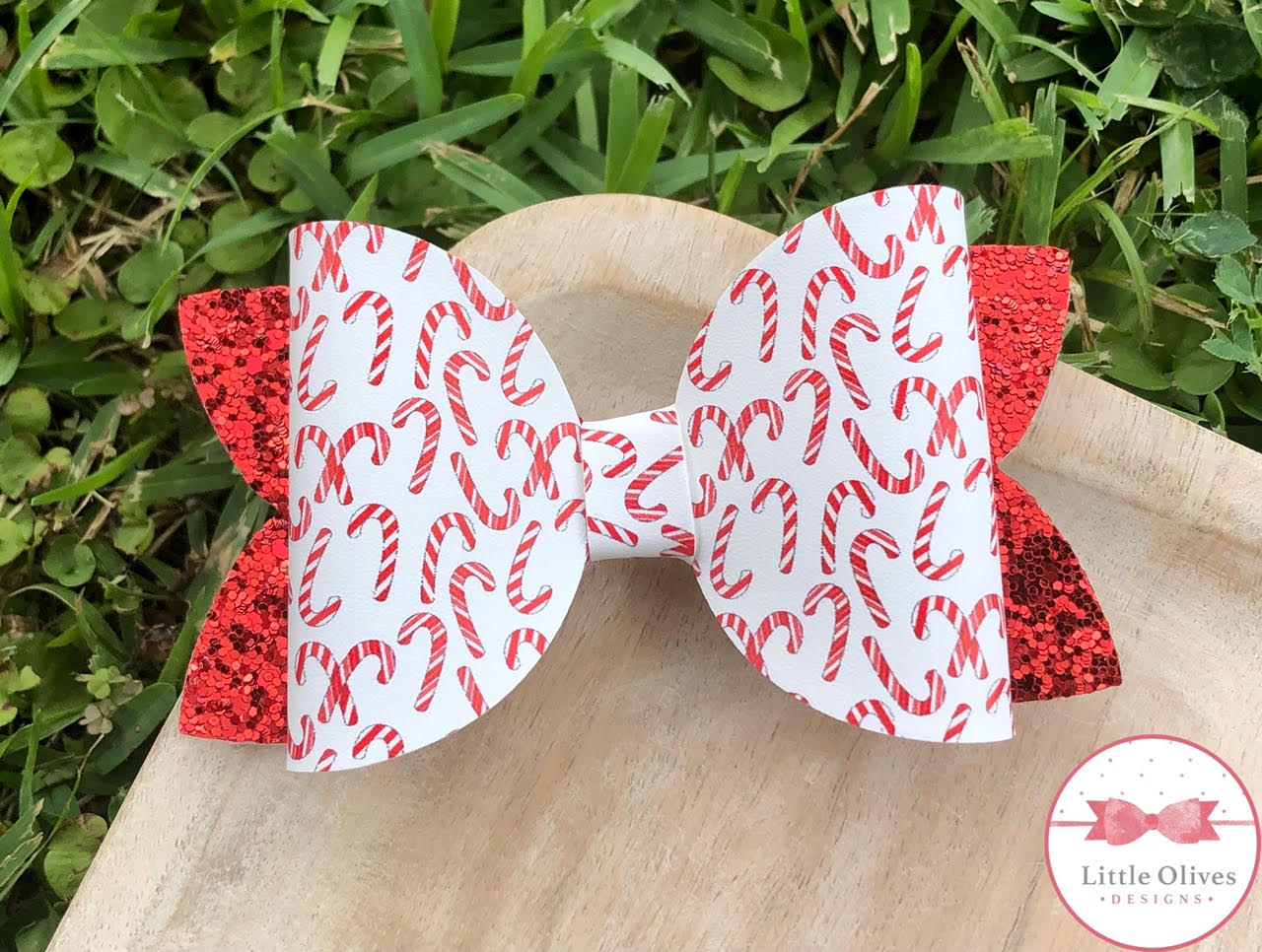 RED CANDY CANE BOW