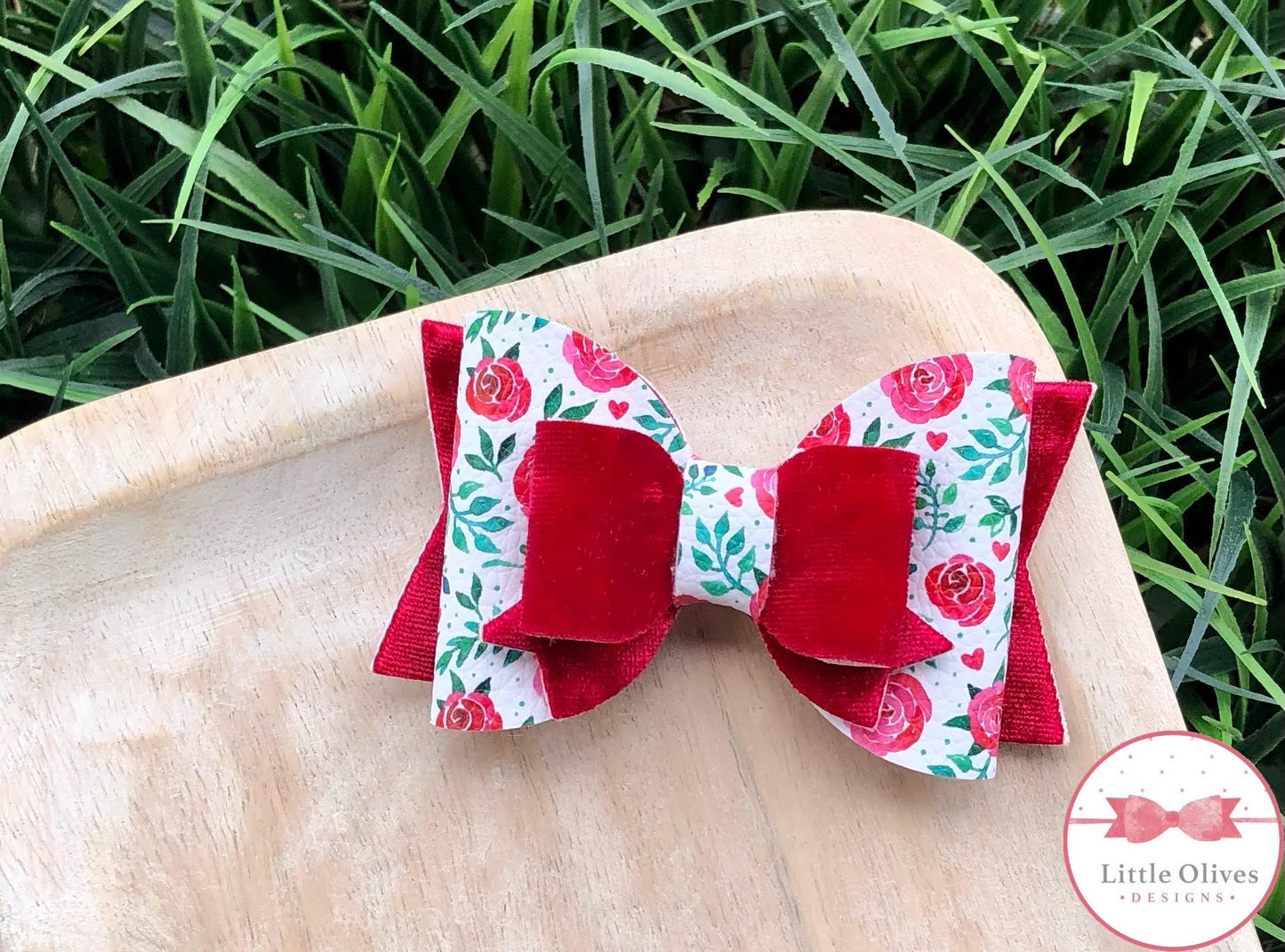 RED VELVET ROSE MAGNOLIA BOW