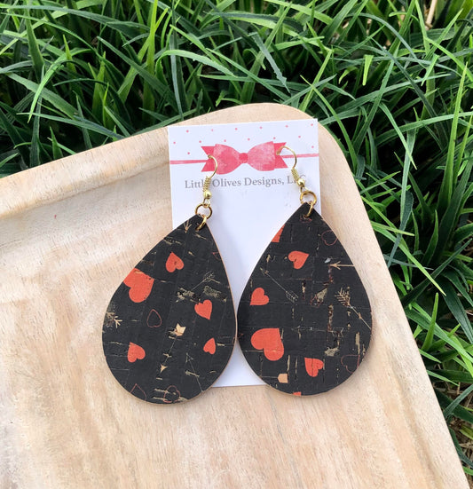 RED & BLACK CORK EARRINGS