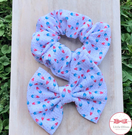 USA ICE CREAM SCRUNCHIE AND BOW