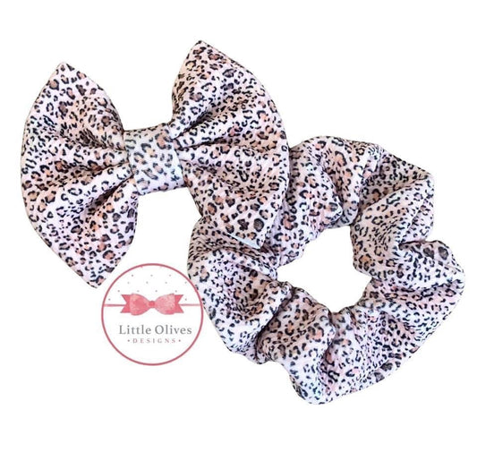 ROSE LEOPARD SCRUNCHIE OR BOW