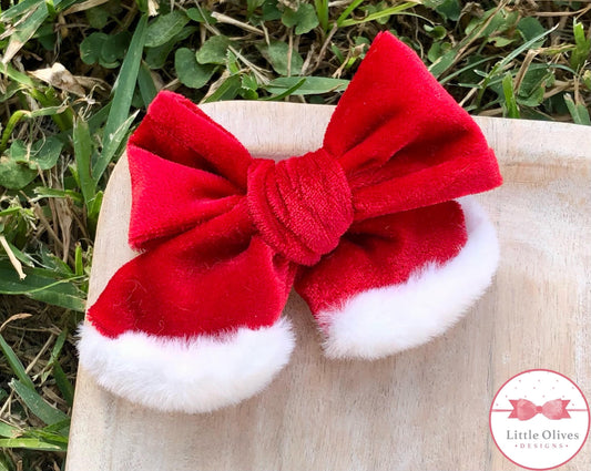 SANTA VELVET SOPHIE BOW - RED