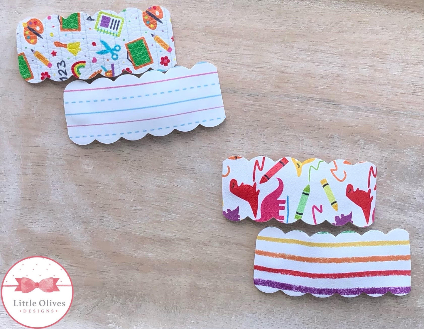 SCHOOL DAYS & DINO SCALLOPED SNAP CLIP SET