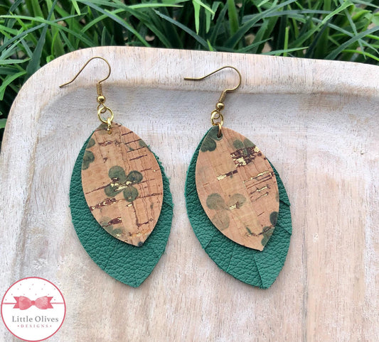 SHAMROCKS CORK & LEATHER EARRINGS